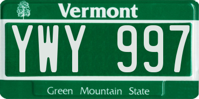 VT license plate YWY997
