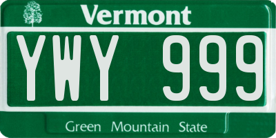 VT license plate YWY999