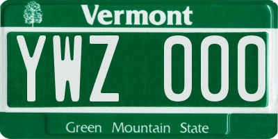 VT license plate YWZ000