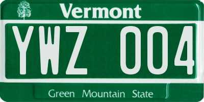 VT license plate YWZ004