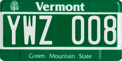 VT license plate YWZ008