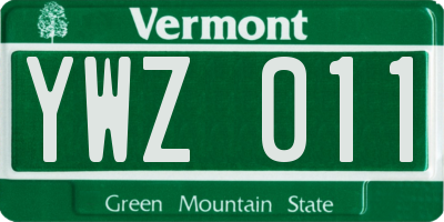 VT license plate YWZ011