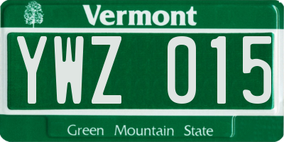 VT license plate YWZ015