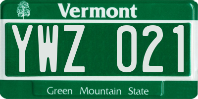 VT license plate YWZ021