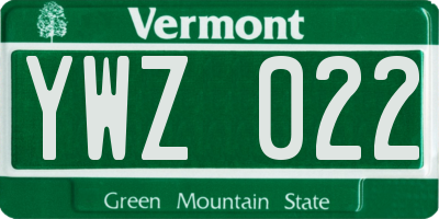 VT license plate YWZ022