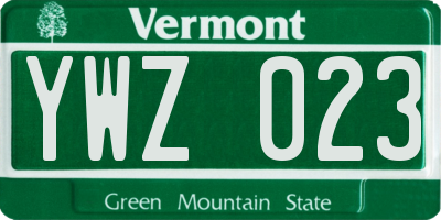 VT license plate YWZ023