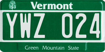VT license plate YWZ024
