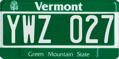 VT license plate YWZ027