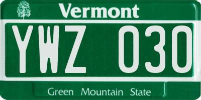 VT license plate YWZ030