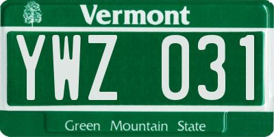 VT license plate YWZ031