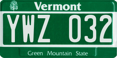 VT license plate YWZ032