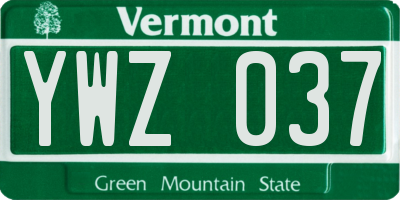 VT license plate YWZ037