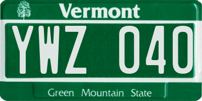 VT license plate YWZ040