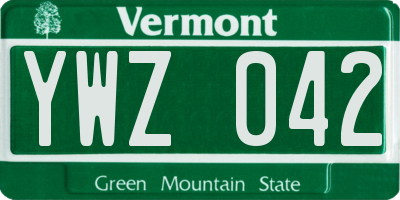 VT license plate YWZ042
