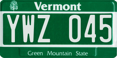 VT license plate YWZ045