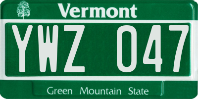 VT license plate YWZ047