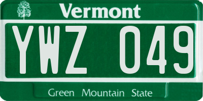 VT license plate YWZ049