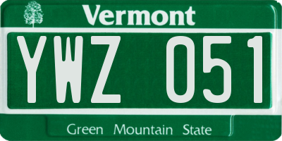 VT license plate YWZ051