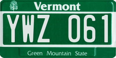 VT license plate YWZ061