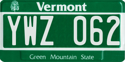 VT license plate YWZ062