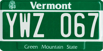 VT license plate YWZ067