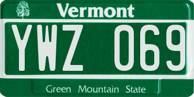 VT license plate YWZ069