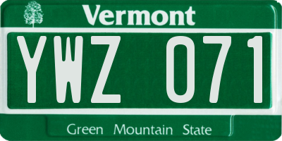 VT license plate YWZ071