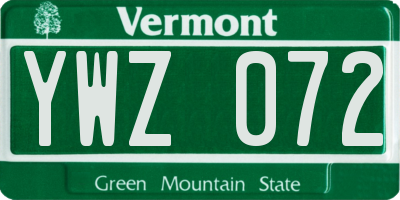 VT license plate YWZ072