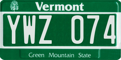 VT license plate YWZ074