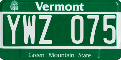 VT license plate YWZ075