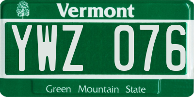 VT license plate YWZ076