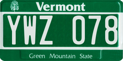 VT license plate YWZ078