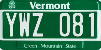 VT license plate YWZ081