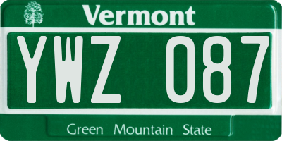VT license plate YWZ087