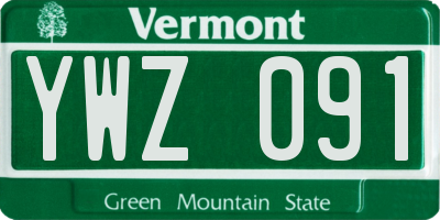 VT license plate YWZ091
