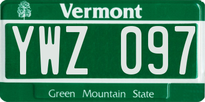 VT license plate YWZ097
