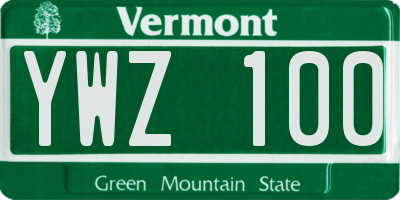 VT license plate YWZ100