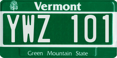 VT license plate YWZ101