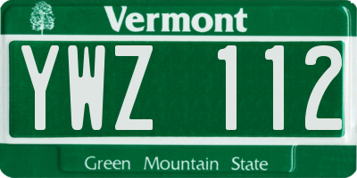 VT license plate YWZ112