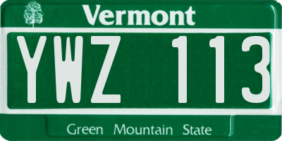 VT license plate YWZ113
