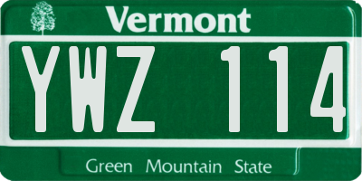 VT license plate YWZ114