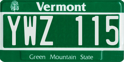 VT license plate YWZ115