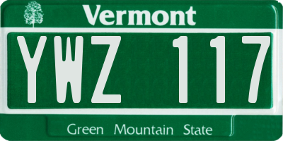 VT license plate YWZ117