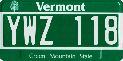 VT license plate YWZ118