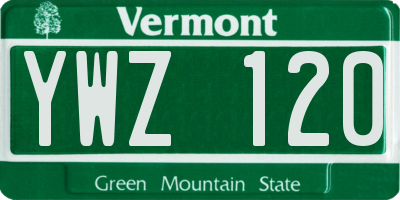 VT license plate YWZ120