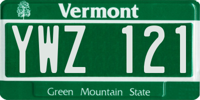 VT license plate YWZ121