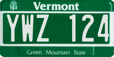 VT license plate YWZ124