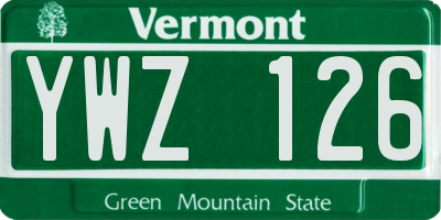 VT license plate YWZ126
