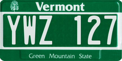 VT license plate YWZ127