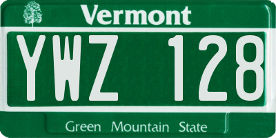 VT license plate YWZ128